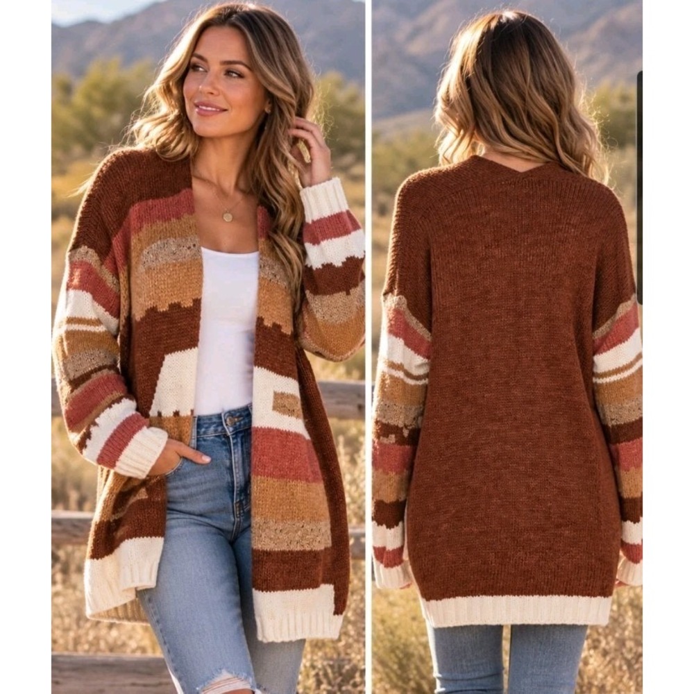 Anthropologie Elsamanda Open Cardigan Knit Sweater Womens M Alpaca Wool Italy
